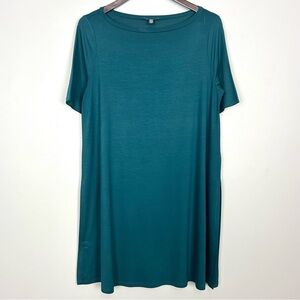 Eileen Fisher Side Slit Jersey Tunic Top Women’s Size S Boat Neck Minimalist